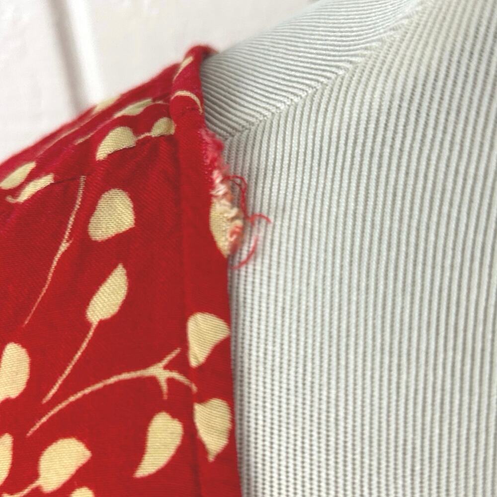 Rosey Tomato Vintage Maxi Dress Colorblock Floral Boho Red Women 16 - Picture 4 of 7